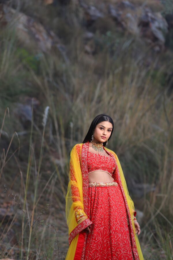 Red Western Lehenga