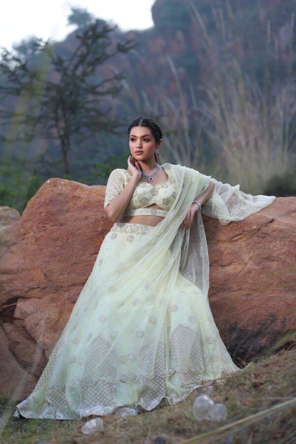 Pearl White Western Lehenga