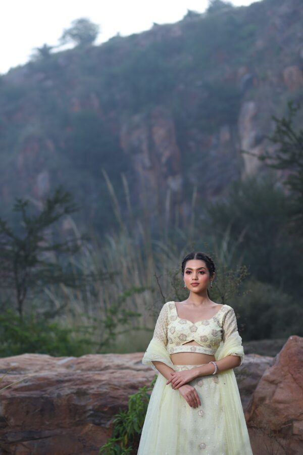 Pearl White Western Lehenga