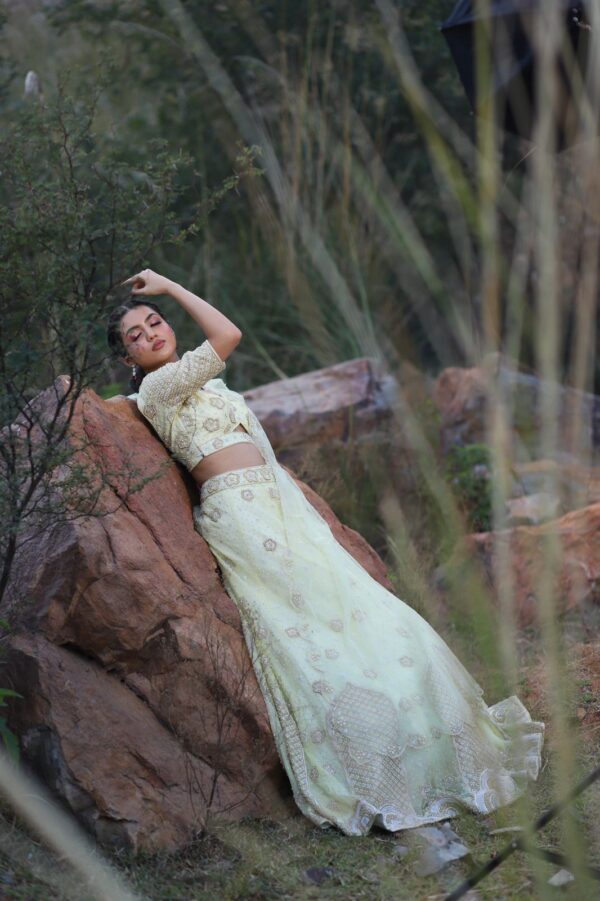Pearl White Western Lehenga
