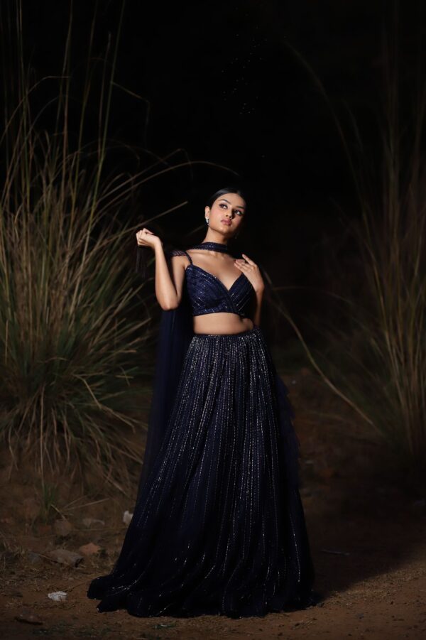 Blue Western Lehenga